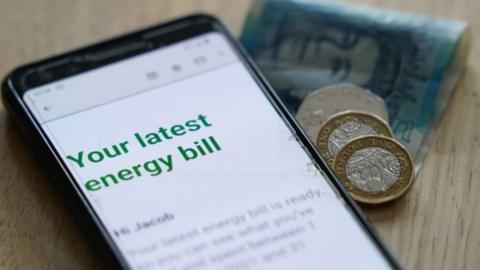 Energy bill on a mobile phone