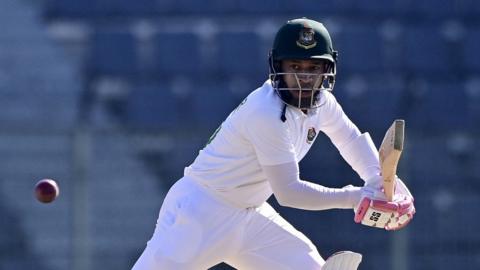 Mushfiqur Rahim plays a shot during the second Test between Bangladesh and New Zealand in Dhaka