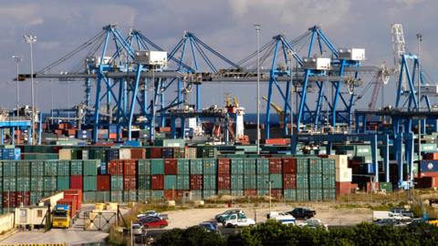 Containers at port