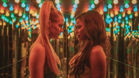 Riley Keough (left) stars as "Stefani" and Taylour Paige (right) stars as "Zola"