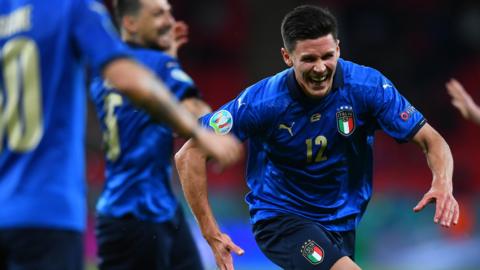 Matteo Pessina celebrates scoring for Italy against Austria at Euro 2020