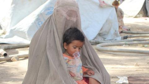 A child is pictured in Haji camp for internally displaced people, Kandahar, southern Afghanistan.