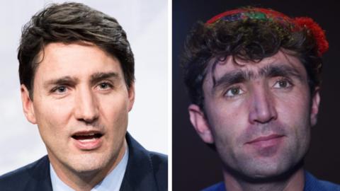 Justin Trudeau, left, and Abdul Salam Maftoon