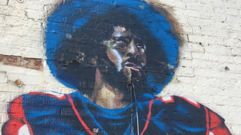 The mural showed Kaepernick in an Atlanta Falcons uniform, on an abandoned building in 2017