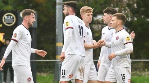 Truro City celebrate a goal against St Albans City