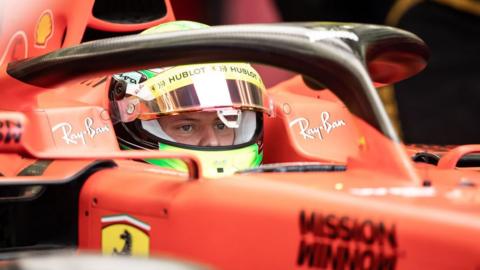 Mick Schumacher testing the Ferrari F1 car