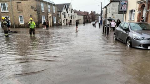 A clean-up operation began on Tuesday in Market Rasen, Lincolnshire