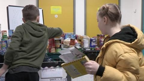 Kids at food bank