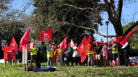 Council workers took to the picket line in Cardiff