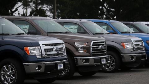 Ford F-150 pickups in 2015 in Colma, California.