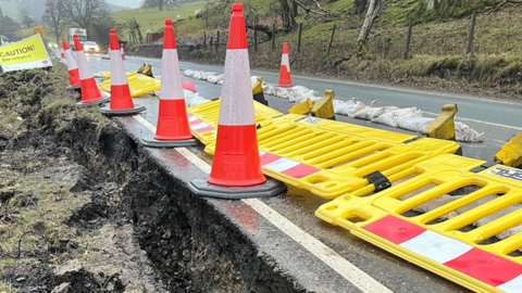 A crack was found in the A59 at Kex Gill