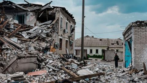 Police station in Lysychansk destroyed by shelling, 13 Jun 22