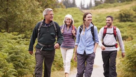 Stock images of walking group