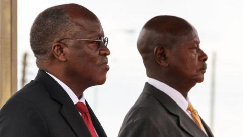 Tanzania's President John Magufuli and Uganda's President Yoweri Museveni pictured in 2017.