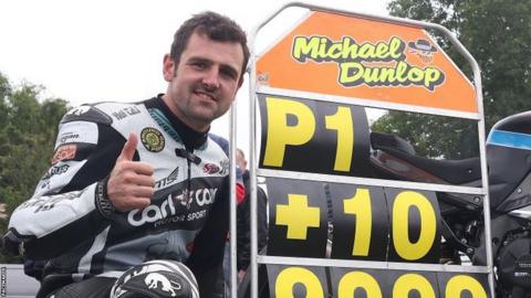 Michael Dunlop pictured after winning the feature Armoy 'Race of Legends' race for a ninth time in a row in 2021