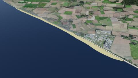 The coastline as it would look after sandscaping