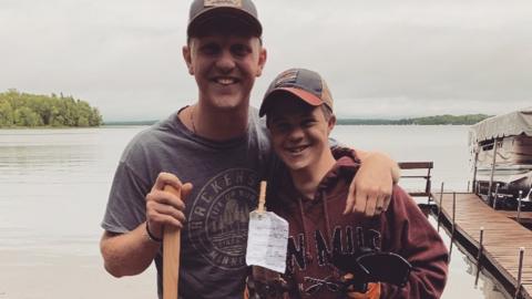 Will and Henry with the message in a bottle