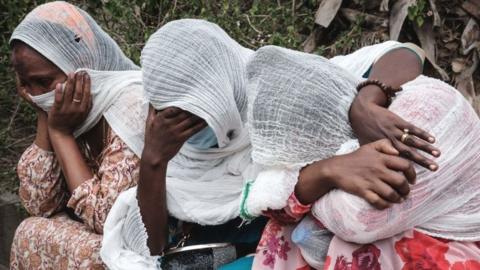 Women waiting outside Mekelle hospial