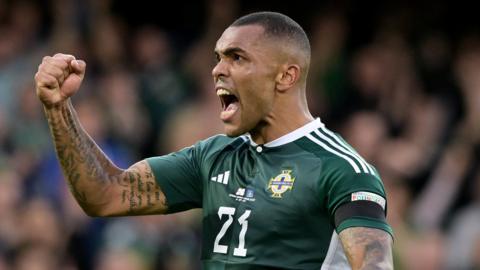 Josh Magennis celebrates his goal