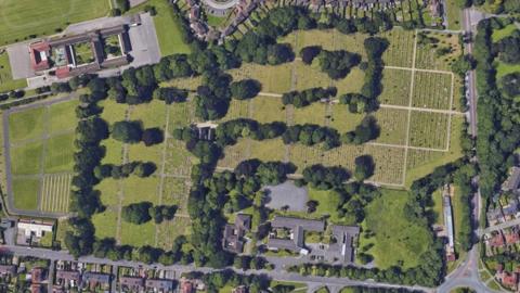 Aerial view of Durham Road cemetery