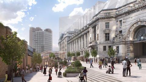 Blueprint design of new plans for London Waterloo (artist's impression)