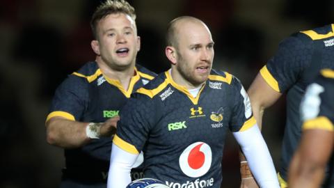 Wasps' Dan Robson celebrates try