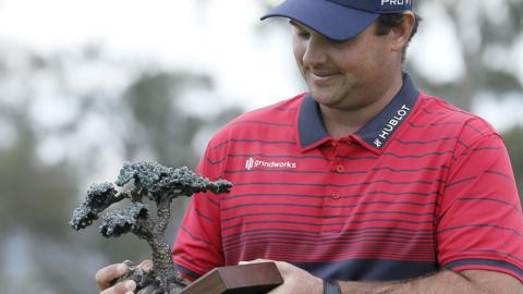 Patrick Reed with trophy after winning at Torrey Pines