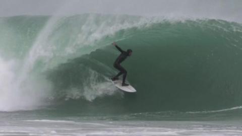 Pro-surfer Reubyn Ash in a wave tunnel