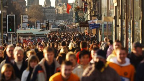 Crowds on a Scottish street