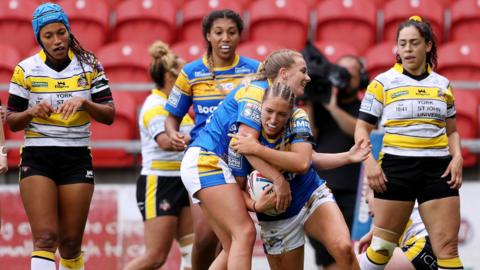 Leeds celebrate a try against York