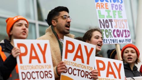 Junior doctors on strike on 13 March 2023 (file image)