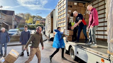 Ukrainian aid being loaded