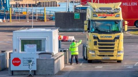 Lorry at a port in Northern Ireland