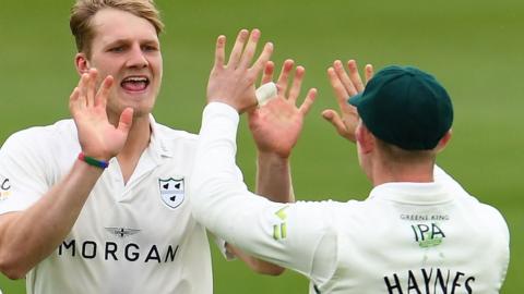 Worcestershire celebrate wicket