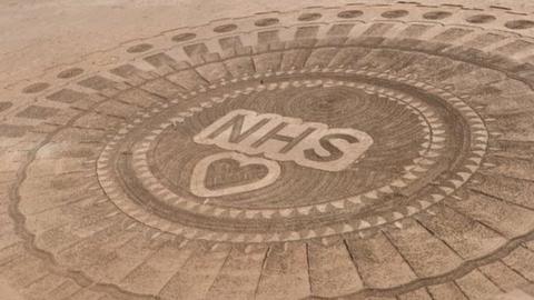 Sand art for the NHS on Torquay beach