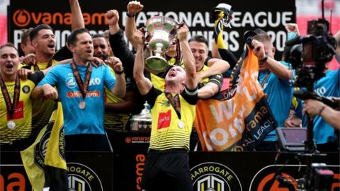 Harrogate Town players celebrate