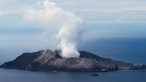 An aerial view of the Whakaari, also known as White Island volcano, in New Zealand, 12 December, 2019.