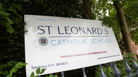 St Leonard's School sign, Durham