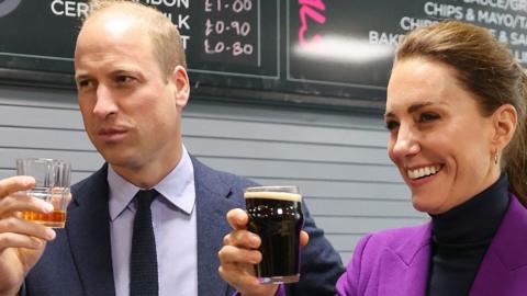 The Duke and Duchess of Cambridge enjoy a whiskey and a guinness