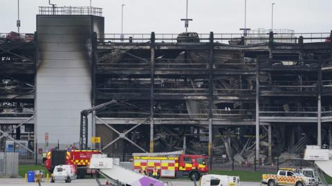 Burnt out car park on 11 October