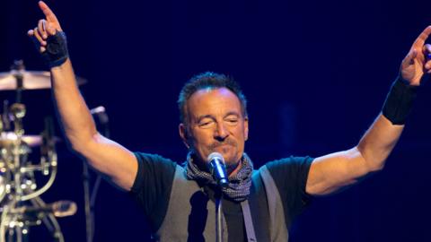 Bruce Springsteen performing with The E Street Band at the AccorHotels Arena in Paris. July 11, 2016