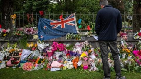 Tributes in Christchurch to victims of the mosque killings, 17 March