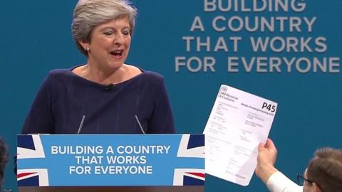 Theresa May handed P45 during her speech