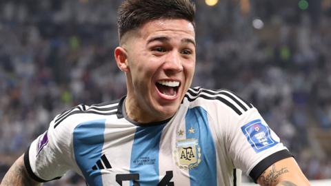 Enzo Fernandez during the World Cup Final between Argentina and France