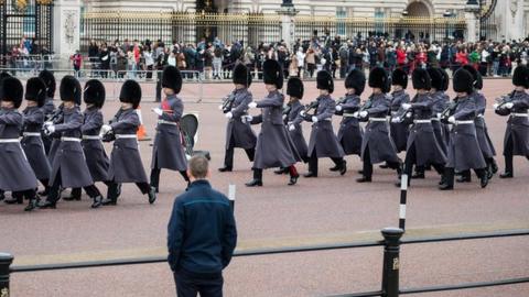 The changing of the guard ceremony outside Buckingham Palace