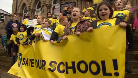 Pupils protesting over school closure