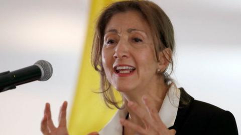 Former Senator Ingrid Betancourt announcing her candidacy for president of Colombia
