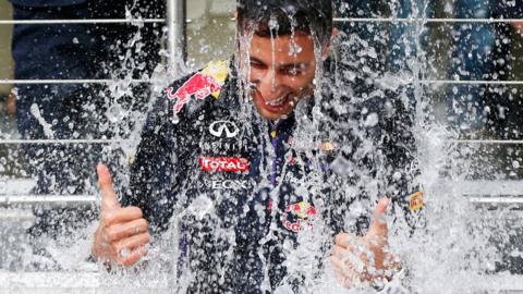 Formula 1 driver Daniel Ricciardo taking part in the ALS Ice Bucket Challenge in 2014