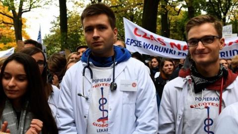 Doctors protest in Warsaw, Poland