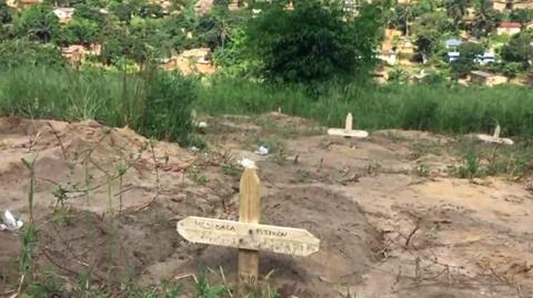 A makeshift prison graveyard in DR Congo